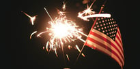 Fourth of July flag and fireworks 