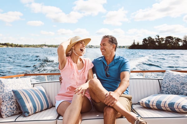 Couple on a boat in the water