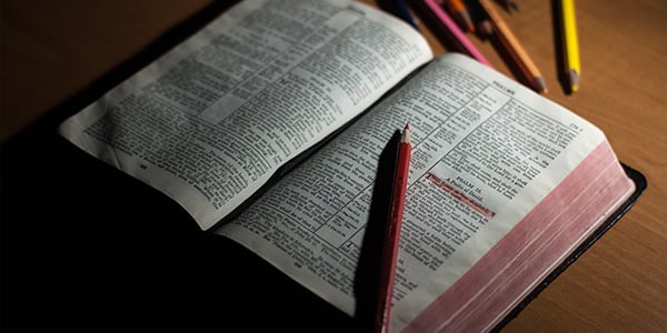 Bible open with highlighters