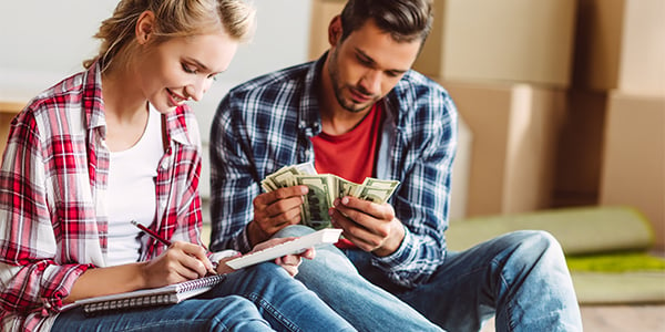 couple counting money