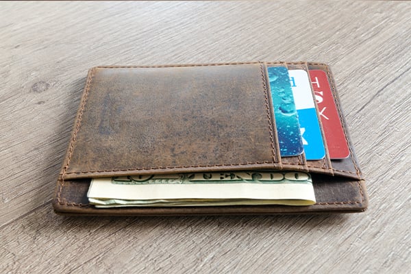 wallet on table - money