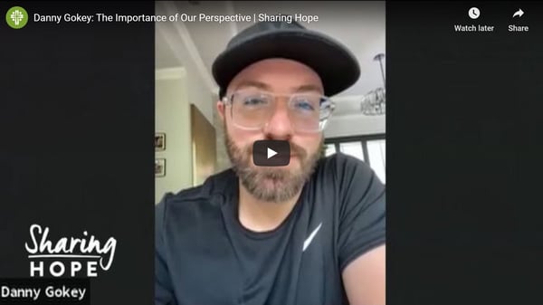 Danny Gokey speaking to the camera in a still from the Sharing Hope video The Importance of Our Perspective