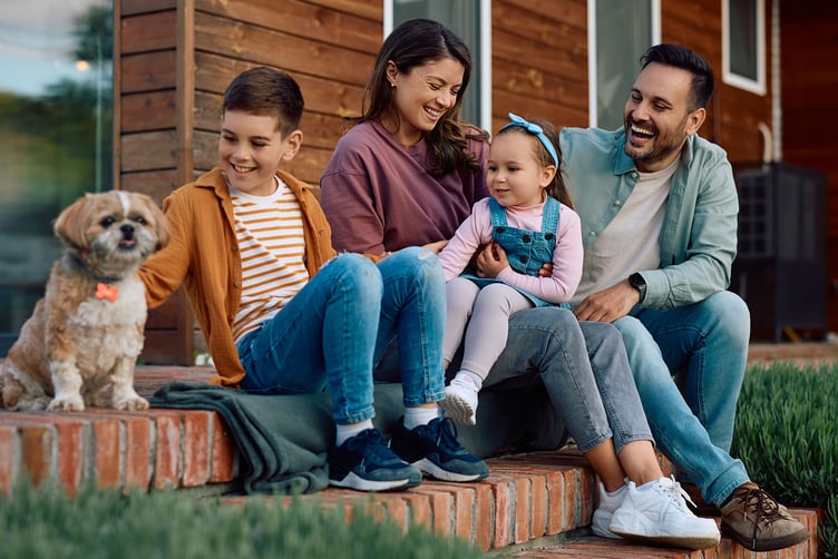 A happy family outdoors, enjoying time together