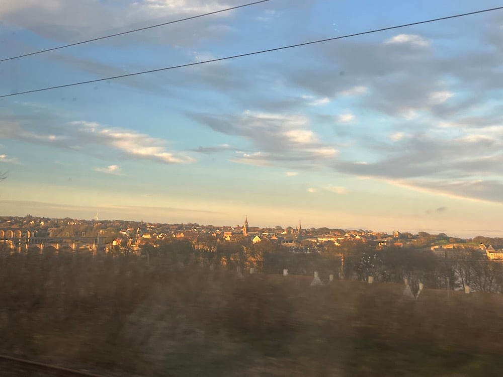 view of a passing city in England