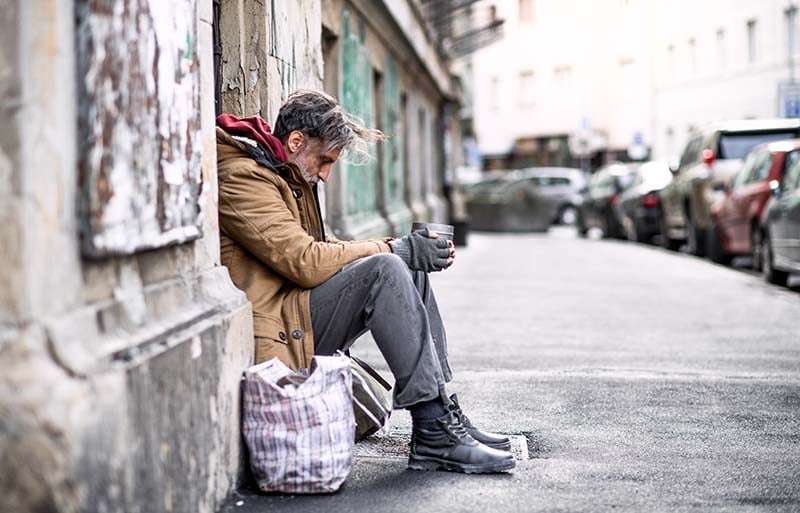 Man begging on the street