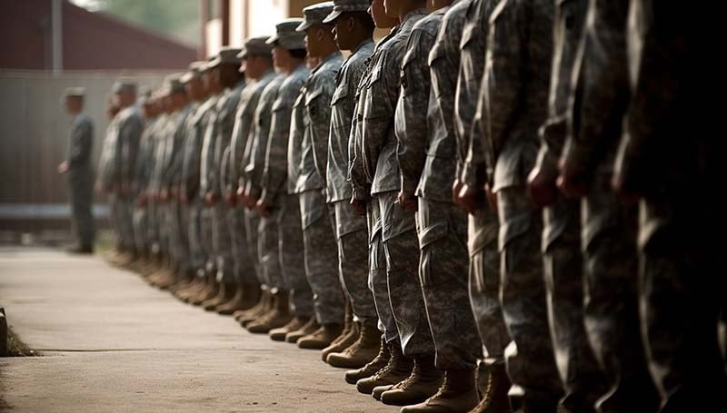 Soldiers standing at attention