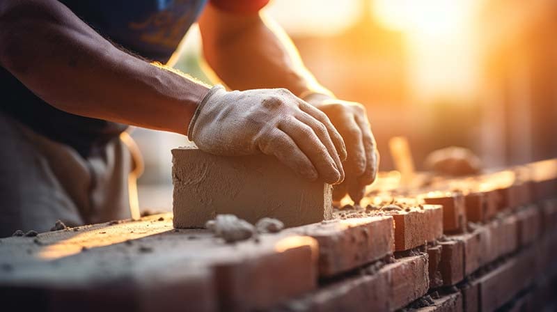 Man laying bricks