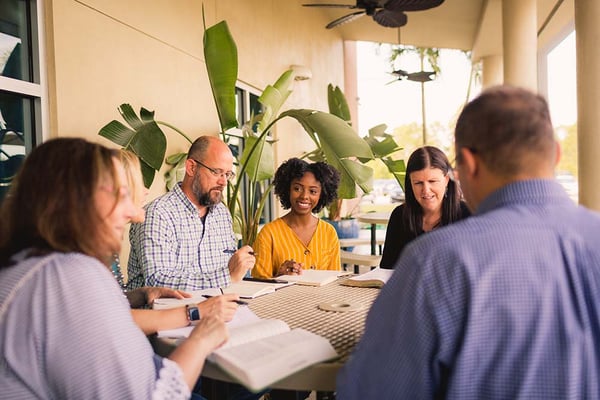 Bible study around a table