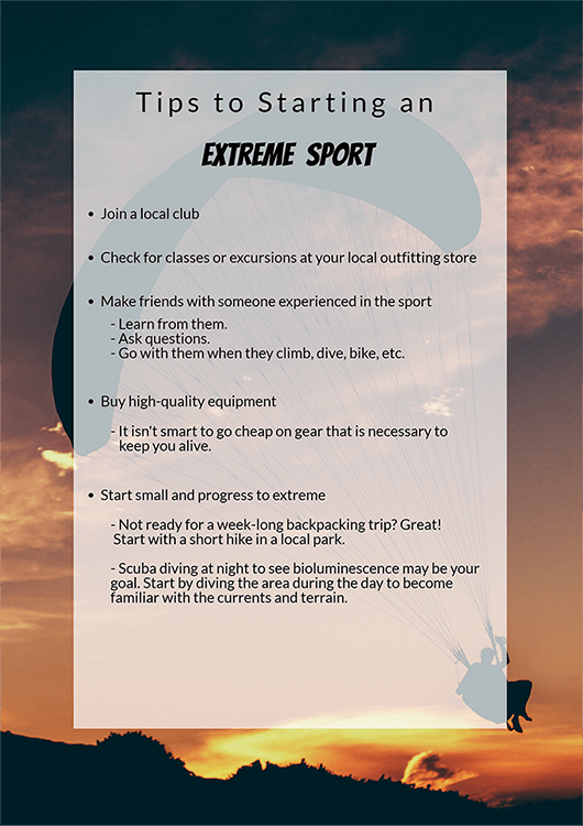 Extreme sports tips