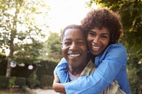 Smiling middle aged couple