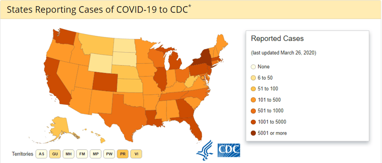 Cases of COVID-19 by State