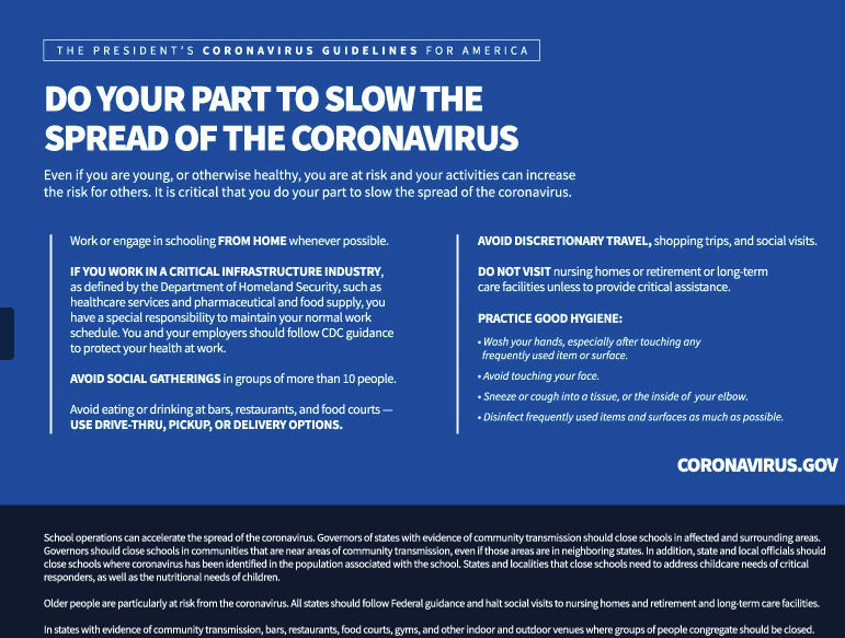 Updated part 2 COVID-19 guidelines 3-17-20