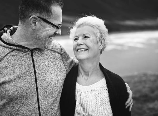 Senior couple walking together