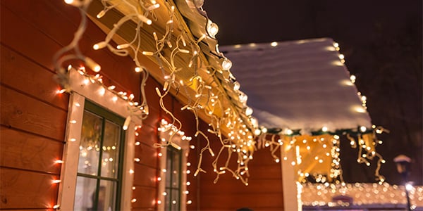 Christmas lights on house