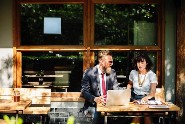 Man and woman business coaching
