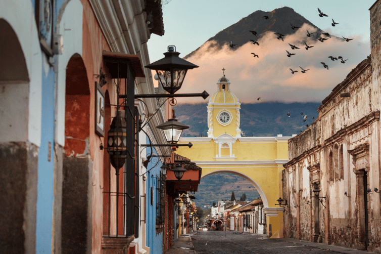 Photo taken in city of Guatemala with Volcano in the back