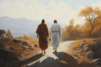 Jesus walking beside a disciple