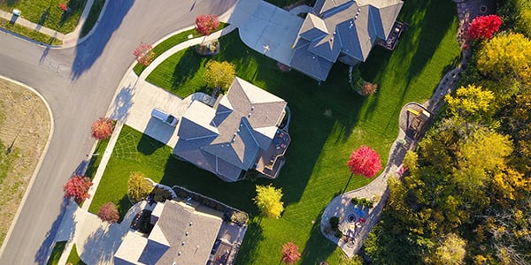 birds eye view of homes