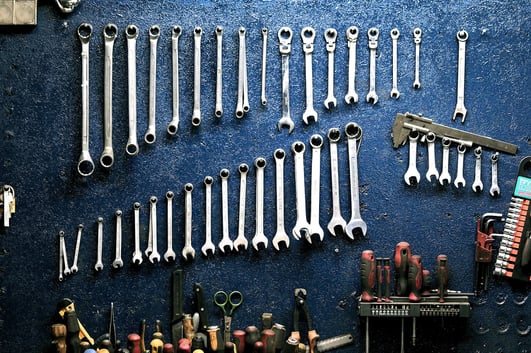 wrenches organized on the wall