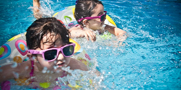 children swimming