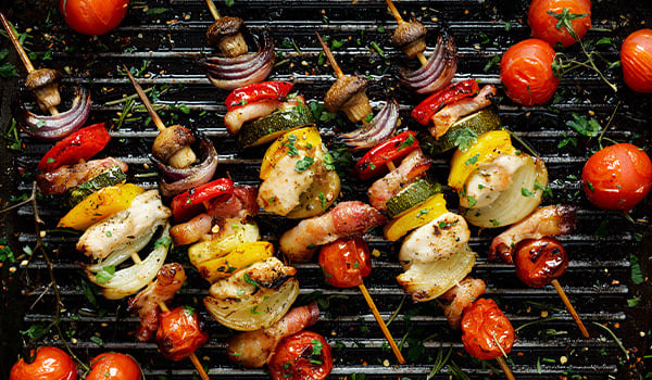 grilled veggies on skewers