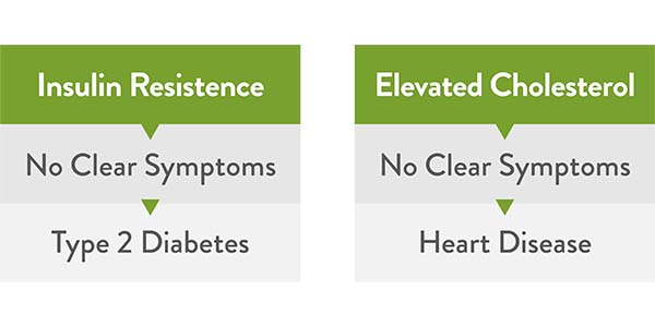 chart showing the symptoms of insulin resistance and elevated cholesterol