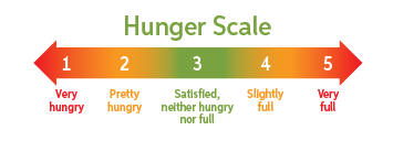 hunger scale showing very hungry on left and very full on right