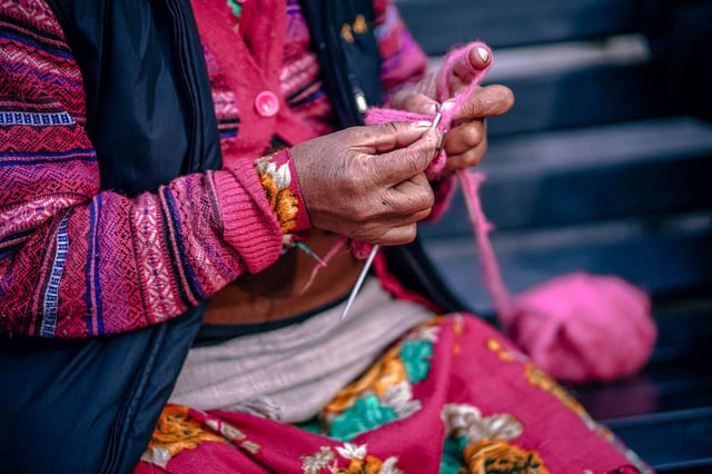 Woman knitting