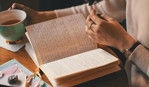 journal open on table