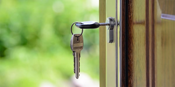 key in front door lock