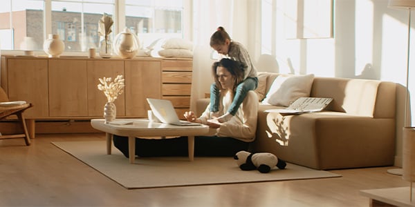mom working from home