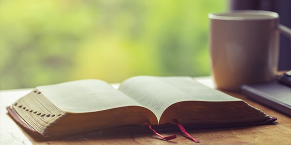 open bible on table