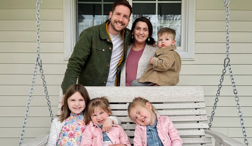 Medi-Share member family photo with three daughters and a toddler son.