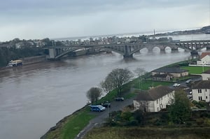 a view of a passing city in England