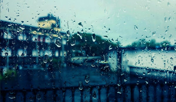 view out a rainy window