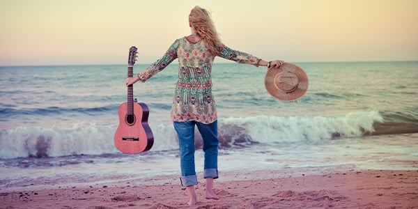 woman walking on the beach