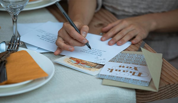 writing thank you notes