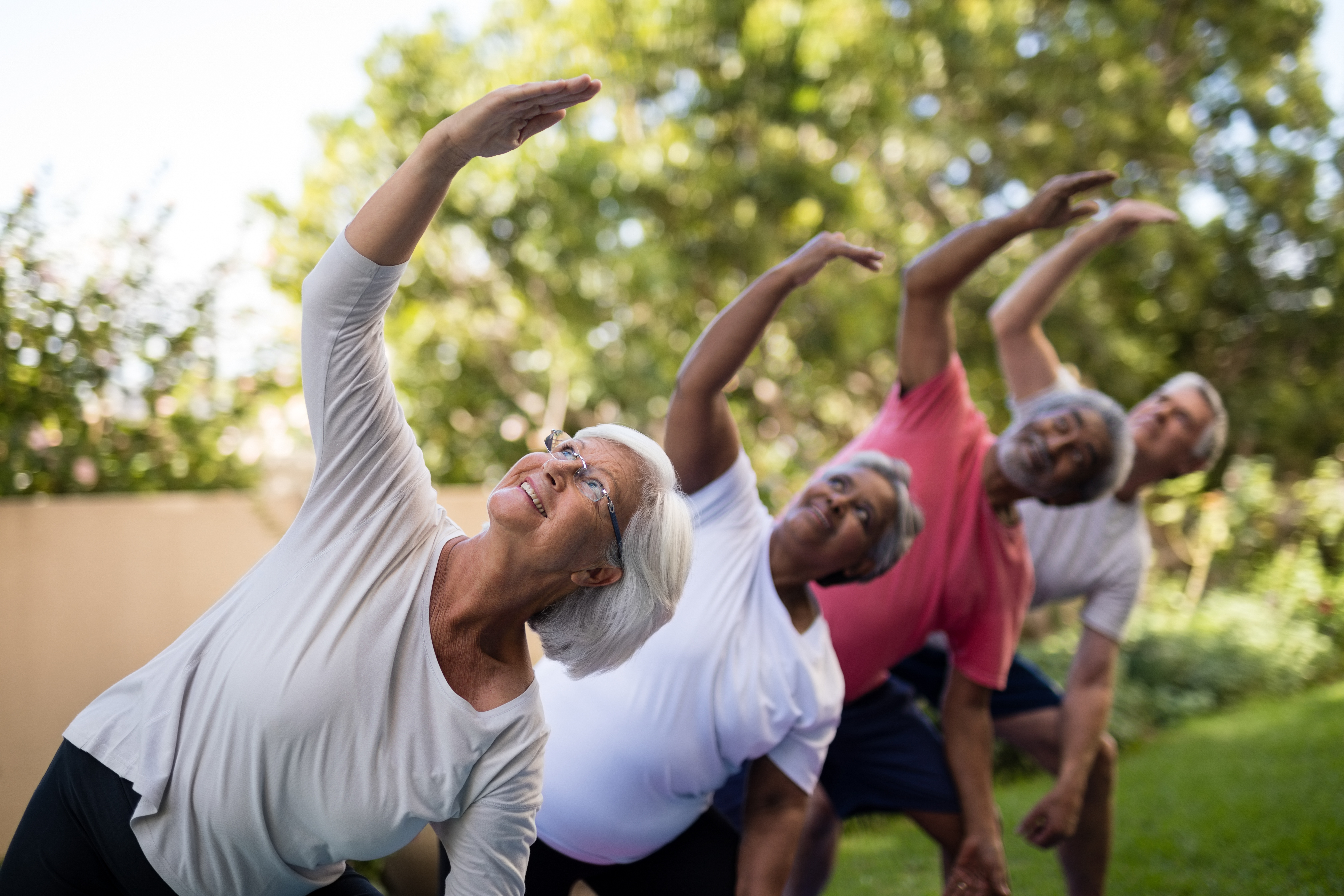 Women being healthy and exercising together