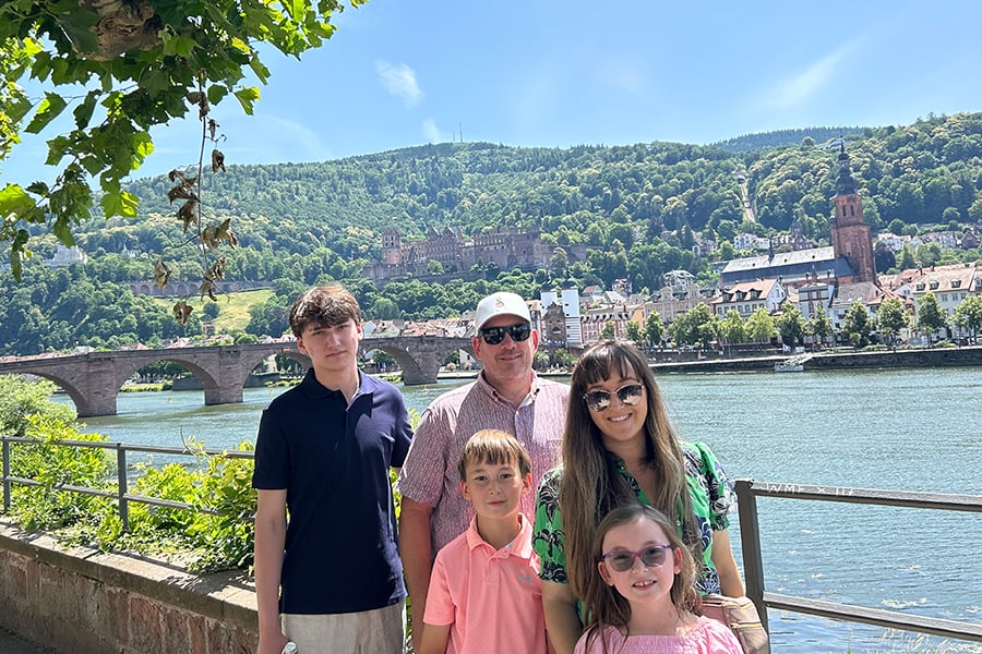 Family picture outdoors.