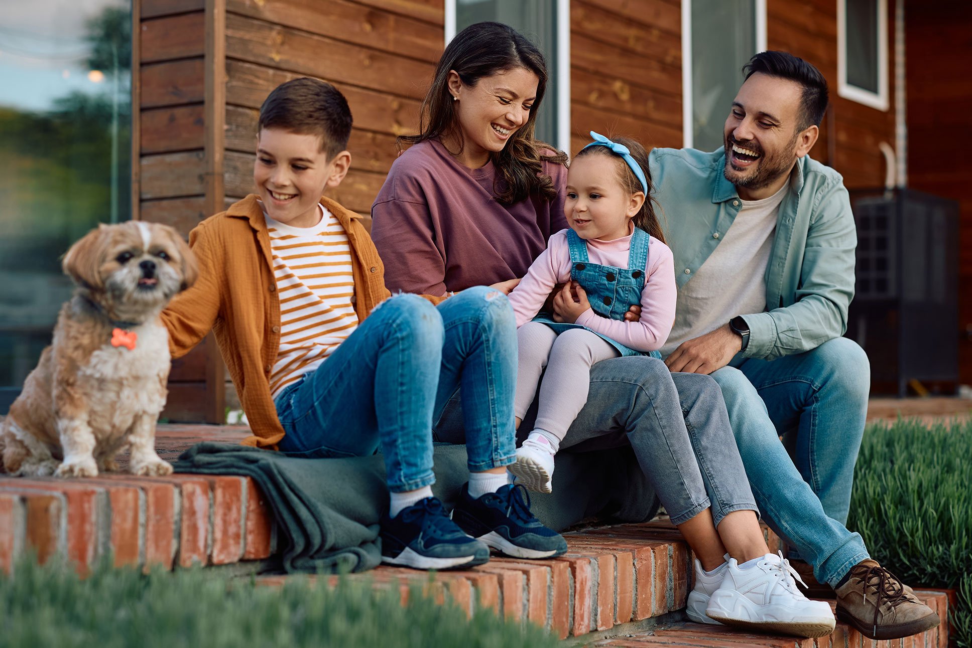 A happy family outdoors, enjoying time together