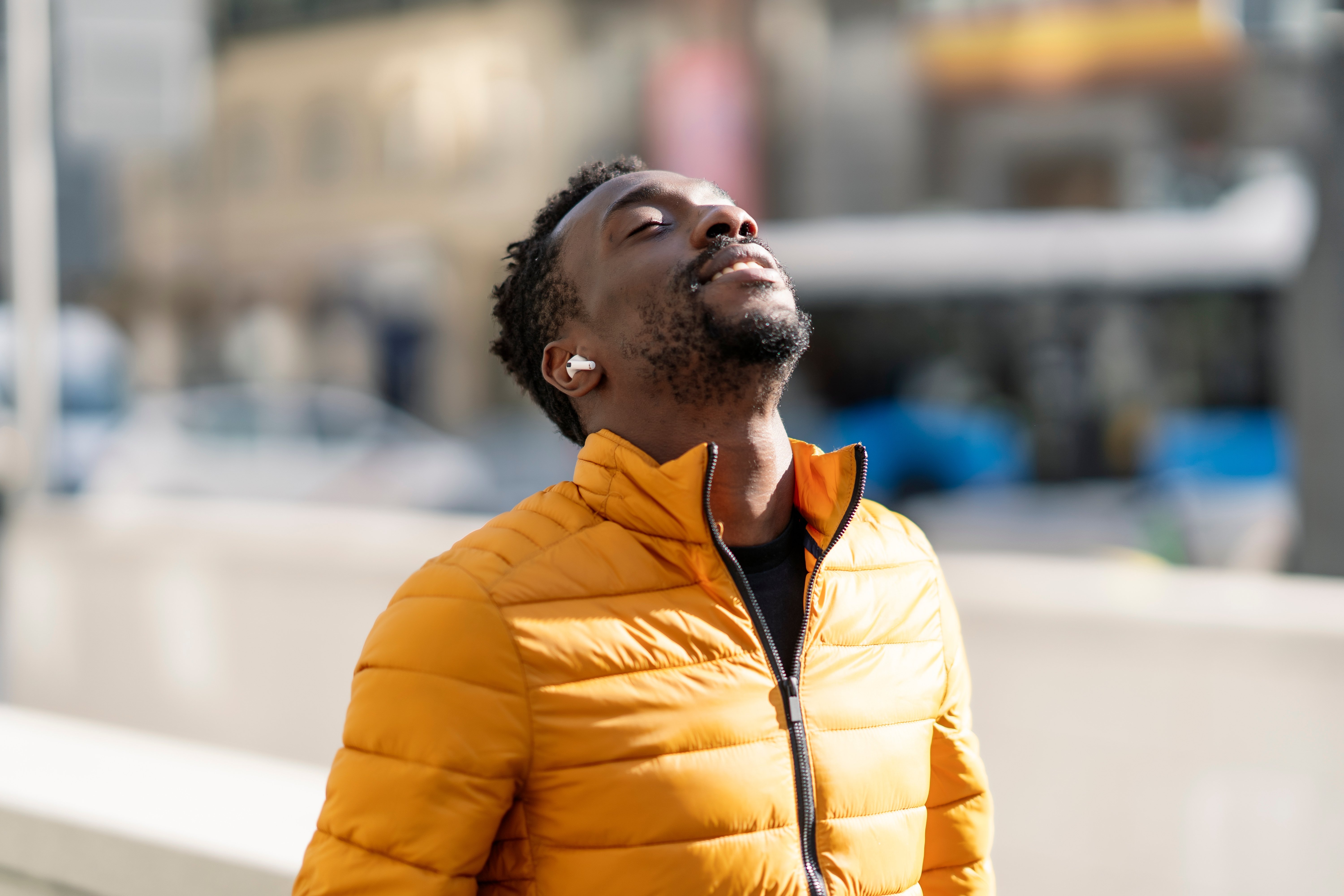 Man listening to music living life stress free
