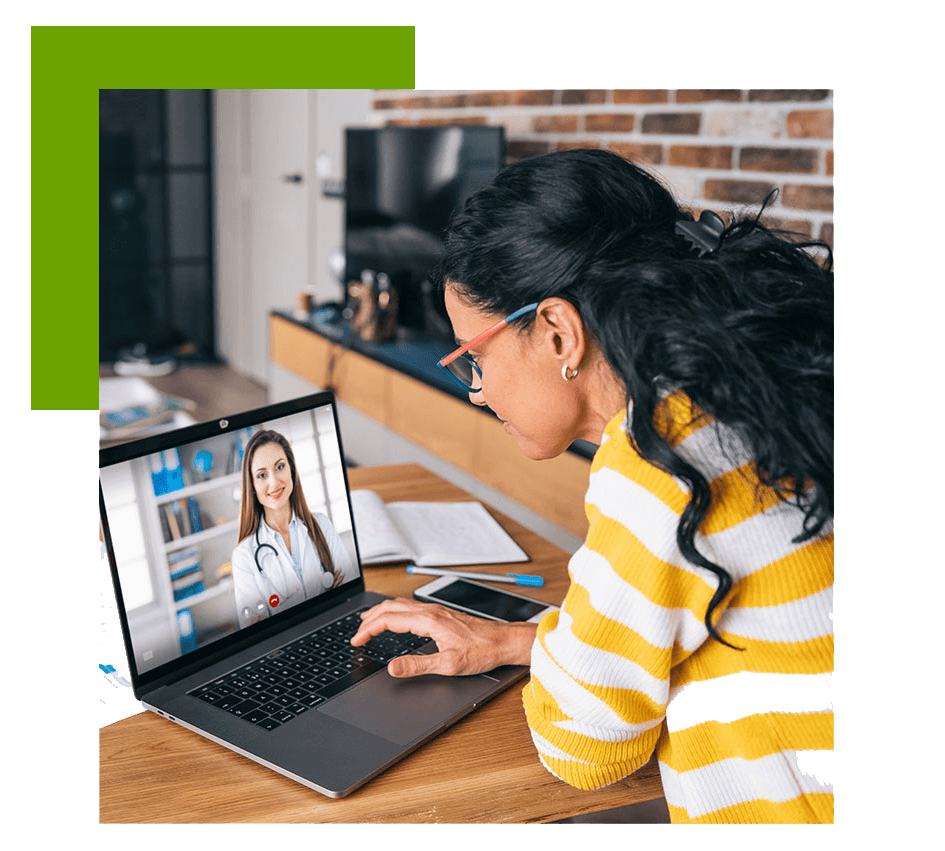 Woman Using Laptop for TeleMedicine 