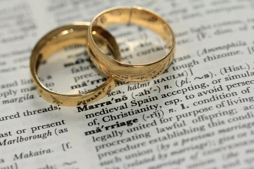 Wedding rings over a bible